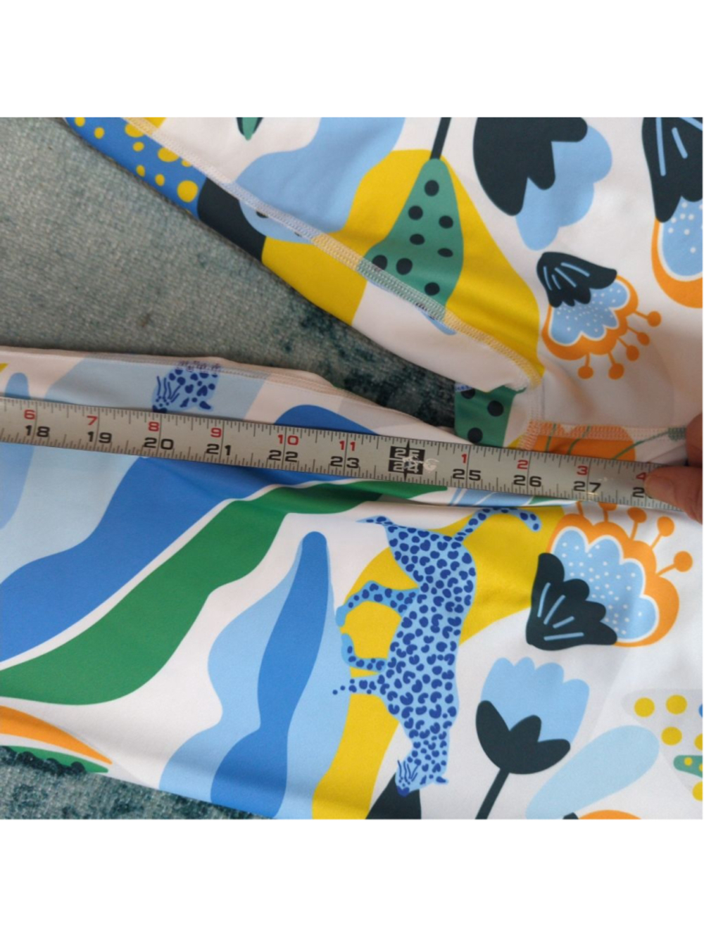 Jessie Zhao New York High Waist Yoga Leggings - L - Blue Leopard Botanical Print - Picture 15 of 15